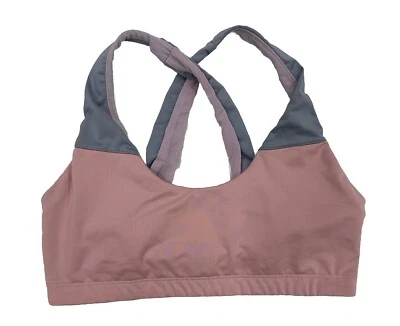 Victorias Secret Sport Bra Criss Cross Medium Pink Gray Unlined Gym Yoga Workout - Image 1 of 4