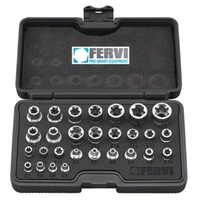 FERVI 0195 SERIE 28 CHIAVI A BUSSOLA PER BULLONI TORX TX CRICCHETTO 1/4 3/8 1/2 - Imagen 1 de 5