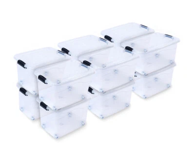 12 x XL Aufbewahrungsbox mit Deckel luftdichte Kunstoffbox stapelbar rollbar - Bild 1 von 4