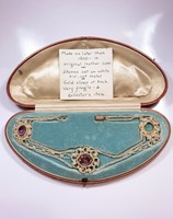 Antique Pearl Bead Amethyst Collar 14k Gold Necklace Original Jewelry Box 1700s