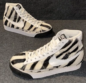 NIKE 2007 BLAZER HI 316959-111 ZEBRA HAIR WOMENS SNEAKERS RARE - Picture 1 of 9
