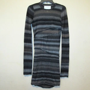 A.L.C. Striped Slash Cut Out Double Layer Fitted Sweater Dress sz M 100% Wool - Picture 1 of 4