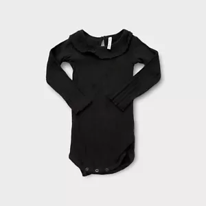 Rylee & Cru Ruffle Collar Bodysuit Black 18-24 Months - Picture 1 of 7
