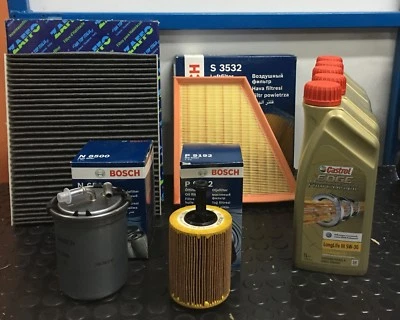KIT TAGLIANDO 4 FILTRI BOSCH 5LT CASTROL 5W30 VW POLO 9N 1.4TDI DAL 2001 AL 2012