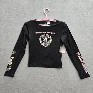 Disney Women Shirt M Black Maleficent Villains It's Not Me It's You Floral NWT - Picture 1 of 8