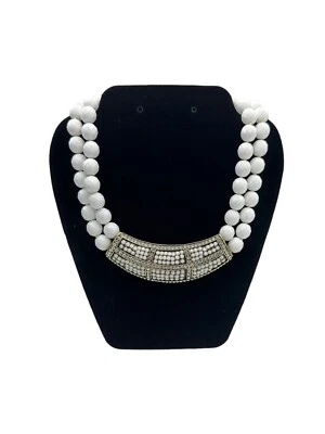 Collar babero estilo Art Deco cristal Swarovski blanco opaco HEIDEI DAUS Foto 1 de 4