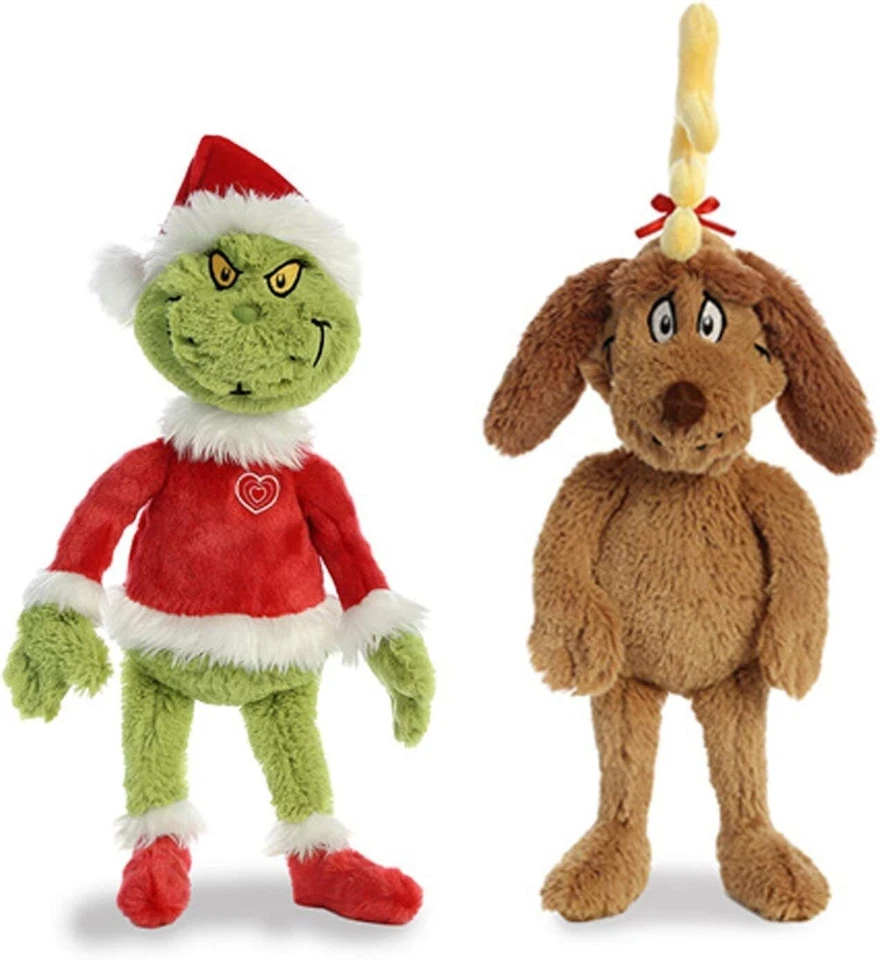 Paquete de 2 peluches Aurora, Dr. Seuss Grinch Santa & Max Foto 1 de 1