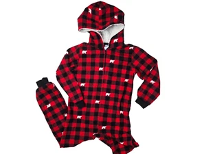 one piece plaid red family matching pajamas Children's Place 7/8 M - Picture 1 of 8