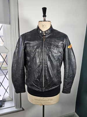 Vintage SEARS Leather Jacket Men's UK 42 LARGE Cafe Racer Quilted Honda Patch - Image 1 of 4