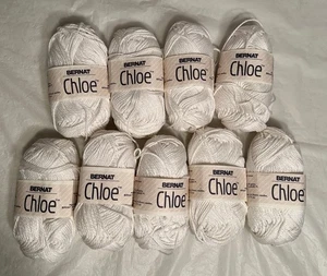 Lotto di 9 Bernat Chloe bianche 100% cotone 1,75 once 50 g 91 iarde. Ogni filato - Foto 1 di 5