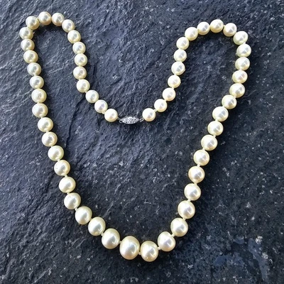 Collar de perlas vintage Tiffany & Co. platino 85% broche diamante 14k 20" Foto 1 de 4