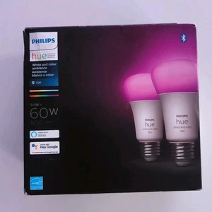 *NEW* Philips Hue A19 Bluetooth 75W Smart LED 2 Pack, 563361 - Picture 1 of 5
