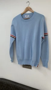 Thom Browne Tricolour Milano Stitch Knitwear Blue Sweater Size 3 BNWT - Picture 1 of 9