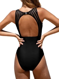 Women's One Piece Swimsuit Bathing Suit Tummy Control High Neck Cutout Back H... - Picture 1 of 7