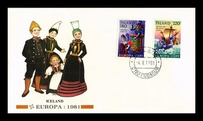 Dr Jim Estampillas Islandia Europa 1981 Folklore 2v Set Fleetwood Primer Día Cubierta Foto 1 de 2