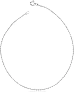 Bracelet chaîne de cheville en argent sterling pour femme - homme (1,1 mm) / superbe - Photo 1/11