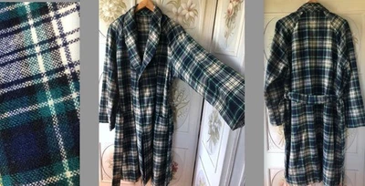 DE COLECCIÓN AÑOS 50 60 100% LANA HOMBRE CUADROS VERDE AZUL CREMA SALÓN BATA USADA EN EXCELENTE ESTADO Foto 1 de 4