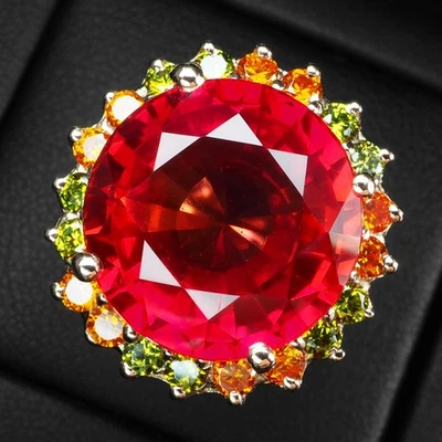 Anelli luminosi in argento sterling 925 placcato oro bianco con spinello... - Immagine 1 di 4