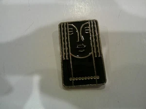 DECO STYL Ritz Negro Esmalte Dama Cara Peltre Broche Prendedor Colgante - Imagen 1 de 4