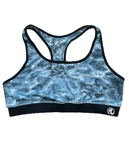 AQUA High Performance Activewear Racerback Pullover Sports Bra Sz 2XL Blue/Black - Picture 1 of 7