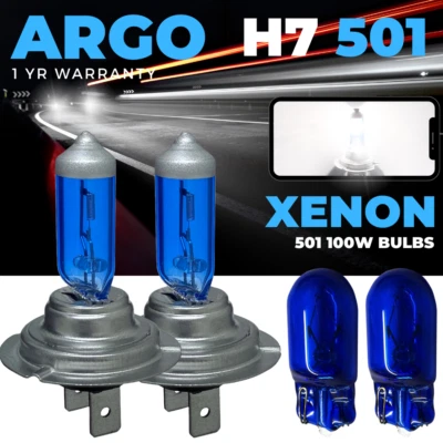 H7 Headlight Xenon White Bulbs 100w Headlamp Car Hid 477 T10 501 Side light 12v - Image 1 of 4