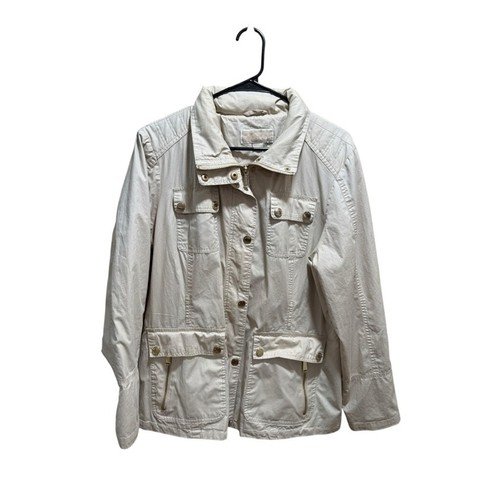 Giacca utility Michael Kors taglia XL panna con scollo a colletto e cappuccio nascosto