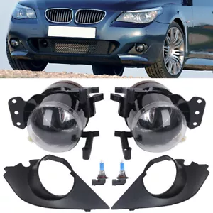 For BMW E60 03-2009 M Sport Bumper Fog Light Lamp w/Bulbs Cover Grill Bezel Set - Picture 1 of 12