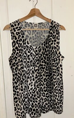 Blusa Pullover Anne Klein Estampado Leopardo Claro Sin Mangas Talla M Foto 1 de 3