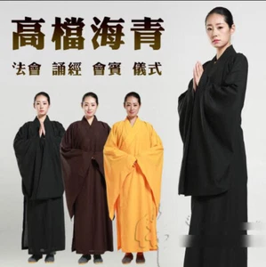 New Buddhist Monk Shaolin Kung Fu Suit Meditation Haiqing Robe Long Gown Dress - Picture 1 of 16