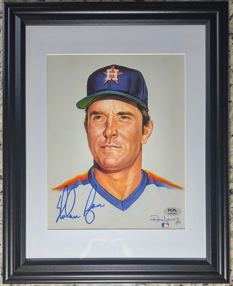 Nolan Ryan Ron Lewis Print Signed Autographed Framed 8x10 Baseball Photo PSA! - Image 1 of 1