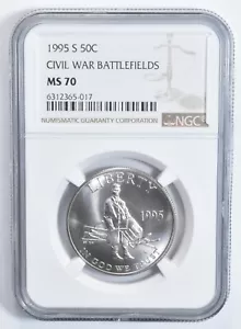 1995-S MS70 Civil War Battlefields Commemorative Half Dollar NGC - Picture 1 of 5