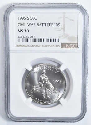 1995-S MS70 Civil War Battlefields Commemorative Half Dollar NGC - Image 1 of 4