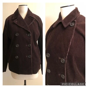 RALPH LAUREN LRL Premium brown corduroy double breasted cotton peacoat jacket PM - Picture 1 of 9