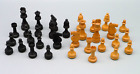 Schachfigurensatz Holz geschnitzt einfach 32 Figuren - schwarz/hellbraun