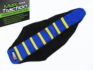 FUNDA ASIENTO SUZUKI RMZ250 2010-2018 PINZA ACANALADA AZUL NEGRO + RAYAS AMARILLAS - Imagen 1 de 5