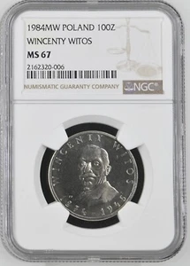1984 POLAND 100 ZLOTYCH WINCENTY WITOS COMMEMORATIVE - NGC MS 67 - Picture 1 of 2
