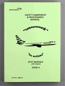 BRITISH AIRWAYS BOEING 737 AIRLINE CABIN CREW SEP MANUAL SAFETY CARD BA 2000 - Picture 1 of 15