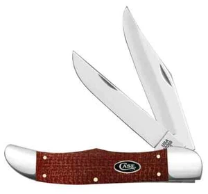 CASE XX KNIFE- FOLDING HUNTER DARK RED BURLAP MICARTA  #12274 - 5 1/4" CLOSED - Picture 1 of 6