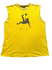Vintage Nike Shirt Adult Large Yellow Air Spell Out Soccer Silver Tag Y2K Mens - Picture 1 of 10