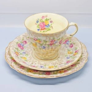 James Kent Ltd, 'Trellis Rose' Tea Trio, Cup, Saucer, Plate, Vintage, England - Picture 1 of 6