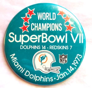 MIAMI DOLPHINS SUPERBOWL VII CHAMPIONS 1973 3.5" Pinback Button Winfield - Picture 1 of 2