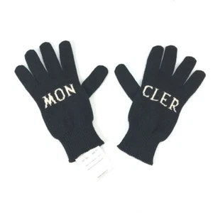 MONCLER logo gloves Glove wool / polyester Black/White - Picture 1 of 13