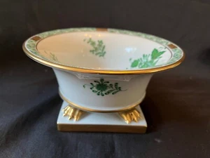 Herend Chinese Bouquet Green Gold Claw Footed Bowl. Marked Bottom - Picture 1 of 8