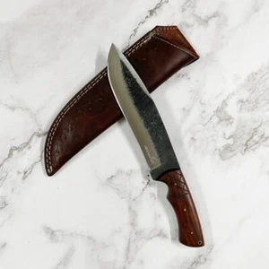 Cuchillo de caza hecho a mano de 12 pulgadas mango de madera Full Tang con funda - Imagen 1 de 13