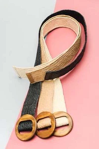 Wooden Buckle Rattan Belt - Afbeelding 1 van 5