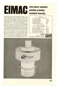 QST Ham Radio Mag. Ad for EIMAC'S 5CX1500A Power Amplifier Tube (6/66) - Picture 1 of 1