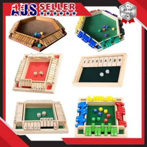 Wooden Shut The Box 2/4/6 Players Family Traditional Pub Dice Family Kids Game - Picture 1 of 18
