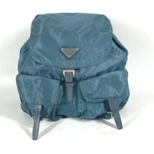 PRADA backpack bag triangle logo triangle logo plate Backpack Nylon blue - Picture 1 of 17