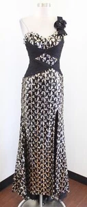 Riva Black Gold Sequin Beaded One Shoulder Prom Formal Dress Gown 4 Sweetheart - Picture 1 of 11