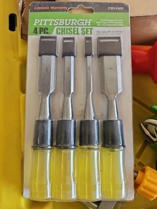 Pittsburgh 4-Piece Wood Chisel Set 1/4", 1/2", 3/4", 1" PVC Handles 42429, New - Picture 1 of 1